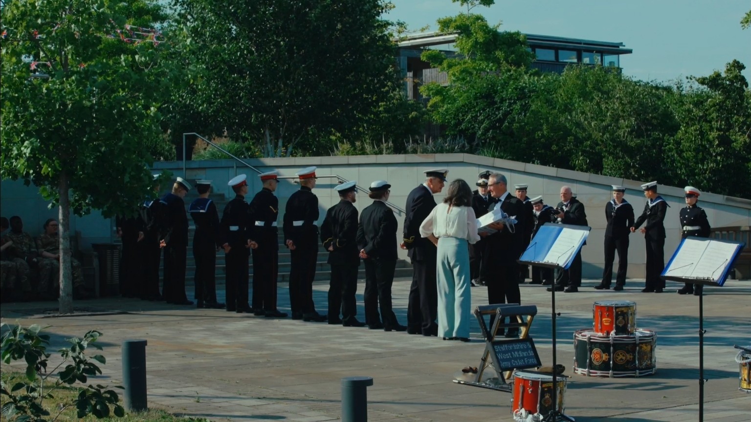 Formal guests gathered outside during the ceremony