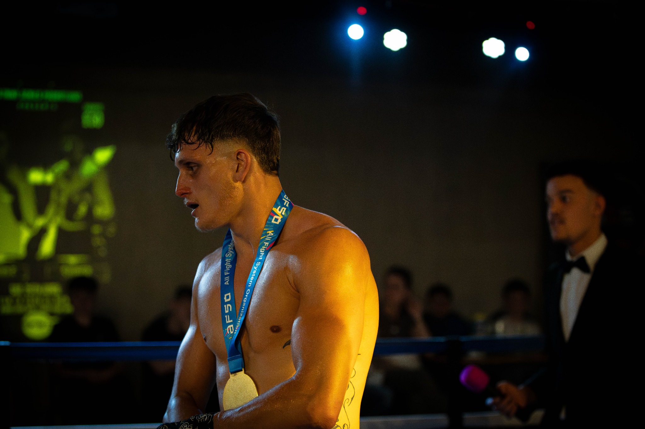Champion in the ring after the fight